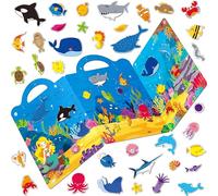Reusable Jelly Sticker Book, 36 Marine Animals Thick Jelly Stickers Waterproof Gel Clings Decals Animals Theme Matching Game Activity Books Educational Learning Toys for Toddlers Preschooler
