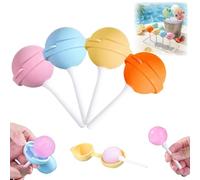 Reusable Large Lollipop-Shaped Ice Mold | DIY Creative IcePops for Summer - 4 Pack Mini Silicone Lollipop Ice Hockey Mold - for Summer, Popsicle Molds, Perfect for Kids Snacks & SummerParties