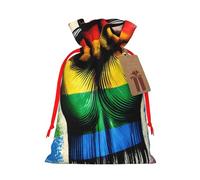 Reusable Lgbt-Gay-Pride-Rainbow Burlap Drawstring Xmas Present Bags, Rustic Gift Wrap Bags For Holiday Party And Xmas Presents