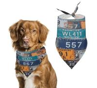 Reusable License Plate Triangle Pet Scarf, Dog Bandana, Polyester Fabric, Pet Bandana for Small Medium Large Dog Cat and Other Pets 27.6 * 11.8 Inches