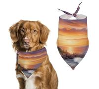 Reusable Lighthouse at Sunset Triangle Pet Scarf, Dog Bandana, Polyester Fabric, Pet Bandana for Small Medium Large Dog Cat and Other Pets 27.6 * 11.8 Inches