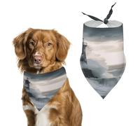 Reusable Lighthouse in Storm Triangle Pet Scarf, Dog Bandana, Polyester Fabric, Pet Bandana for Small Medium Large Dog Cat and Other Pets 27.6 * 11.8 Inches