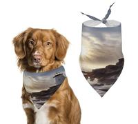 Reusable Lighthouse Rocks Seaside Triangle Pet Scarf, Dog Bandana, Polyester Fabric, Pet Bandana for Small Medium Large Dog Cat and Other Pets 27.6 * 11.8 Inches