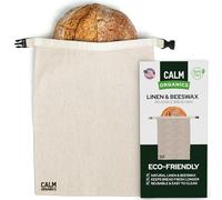 Reusable Linen Bread Bag with Beeswax Lining | Plastic-Free Food Storage for Sourdough, Baguette, Artisan Loaves | Eco Friendly | Zero Waste Kitchen Bag | Calm Organics