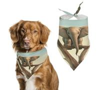 Reusable Little Elephant on Tree Triangle Pet Scarf, Dog Bandana, Polyester Fabric, Pet Bandana for Small Medium Large Dog Cat and Other Pets 27.6 * 11.8 Inches
