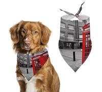 Reusable London Red Telephone Booth Triangle Pet Scarf, Dog Bandana, Polyester Fabric, Pet Bandana for Small Medium Large Dog Cat and Other Pets 27.6 * 11.8 Inches