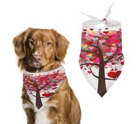 Reusable Love Colorful Tree Triangle Pet Scarf, Dog Bandana, Polyester Fabric, Pet Bandana for Small Medium Large Dog Cat and Other Pets 27.6 * 11.8 Inches