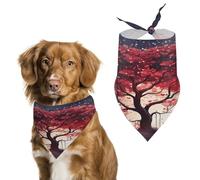 Reusable Love Tree Triangle Pet Scarf, Dog Bandana, Polyester Fabric, Pet Bandana for Small Medium Large Dog Cat and Other Pets 27.6 * 11.8 Inches