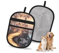 Reusable Magic Castle School on the Mountain Pet Hair Removal Glove | Stylish Full-Print Electrostatic Mitt for Dog & Cat Hair | Gentle Grooming & Furniture Cleaning Tool for Couch, Car, Bedding