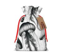 Reusable Magical-Sea-Fish-Underwater Burlap Drawstring Xmas Present Bags, Rustic Gift Wrap Bags For Holiday Party And Xmas Presents