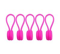 Reusable Magnetic Cable Ties 5/10pcs Winder Silicone Twist Cord Organizer Clips for Headphones Home Office School Dust-resistant Holders Rose Red