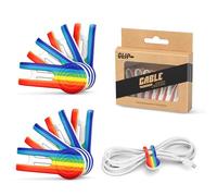 Reusable Magnetic Cable Ties, Strong Silicone Magnet Cord Organiser & Cable Tidy Clips for Home Office Wire Bundling, USB Charging Cords, Earphones, 8-Pack (Rainbow Color)