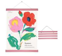 Reusable Magnetic Poster Frame 41cm - Easy-Change Wooden Hanger for Wide Canvas Artwork, Horizontal Photos & Informational Posters Pink Wood Frame Strip