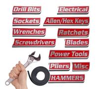 Reusable Magnetic Tool Labels - Quick Identification Drawer Tags, Toolbox Drawer Markers with Magnetic Backing, Resin Cabinet Labels with Tool Free Setup, Storage Organization Accessories