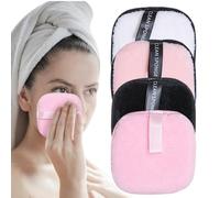 Reusable Makeup Remover Puff - 4pcs Facial Sponges | Face Puff Cleansing | Wipes for Facial Cleansing | Flannel Face Wash Puff | Eco-Friendly Washable Face Cleansing Eco Pads for All Skin Types