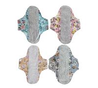 Reusable Menstrual Pads - Pack of 4, Washable Sanitary Pads, Leak-Proof | Environmentally Friendly Panty Liners for Women, Soft, Breathable Sleeping Pad for Travel, Work