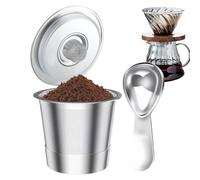 Reusable Metal Coffee Filter, Stainless Steel Filter Accessories, Coffee Machine Filter with 30 ml Measuring Spoon, for Office, Home, Business, Camping, Leisure, Living, Kitchen, Food, Restaurant