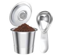 Reusable Metal Coffee Filter, Stainless Steel Filter Accessories, Coffee Machine Strainer with 30 ml Measuring Spoon, for Office, Home, Business, Camping, Leisure, Living, Kitchen, Food, Restaurant