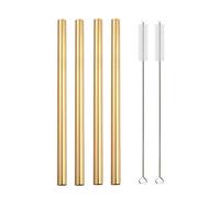 Reusable Metal Straw 304 Stainless Steel Drinking Straws Set Bar Straight Straw Tubes Large 12mm Bubble Tea Milkshake Straw (Color : Gold A)