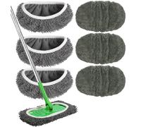 Reusable Microfiber Mop Pads Washable Wet Pads Compatible with Swiffer Sweeper Refills Pads for Wet & Dry Sweeping Cloths Mop Head Replacement for Household Cleaning