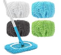 Reusable Mop Pad Compatible With Swiffer Sweeper Mops, 4 Pack Chenille Mops Refill Pads,Wet And Dry Flat Mop Cover,Washable Wet Pads Refill For Mopping Floors,For Floor Cleaning