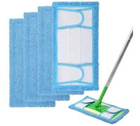 Reusable Mop Pad for Swiffer Sweeper Mop, 12.5'' Microfiber Mop Pad Refill Washable for Hard Floor Baseboard Cleaning, Wet/Dry Cleaning Pad, 4 Pack