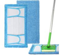 Reusable Mop Pad for Swiffer Sweeper Mop, 12.5'' Microfiber Mop Pad Refill Washable for Hard Floor Baseboard Cleaning, Wet/Dry Cleaning Pad, 2 Pack