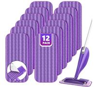 Reusable Mop Pads Compatible with Swiffer Wet Jet, Wet Jet Pads Refills for Swiffer Mop, Microfiber Replacement Pads for Hardwood Floor cleaning, Dry Wet Mopping Cloths for 12" Wet Jet Refill, 12 Pack
