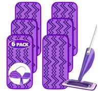 Reusable Mop Pads Refills Compatible with Swiffer Wet Jet Spray Mop, Wet Pads Refill Wet Jet Pads Refills for Swiffer Mop, Microfiber Mop Pad Replacements Wet Dry Mop Heads for Floor Cleaning, 6 Pack