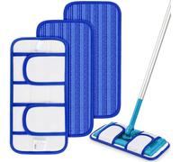 Reusable Mop Refill Pads for Flash Speedmop: Papclean Microfibre Wet Wipes | Washable Dry Cloths Replacement Head for Speed Mop & Wooden Laminate Tile Vinyl Hard Kitchen Floor Cleaning, Blue, 3 Pack