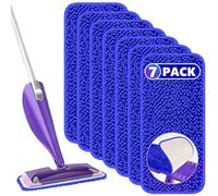 Reusable Mop Refills for Flash Powermop - Papclean Microfibre Mop Pads Heads Wet Floor Cleaner Wipes Dry Cloths Replacement for Cleaning Home Kitchen All Floor Types - 7 PCS