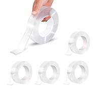 Reusable Nano Adhesive Tape 4 Pack, Double Side Silicone Tape No-Trace Removable Gel Tape Washable Strong Gel Anti-Slip, Transparent for Wall, Kitchen, Carpet, Photos Fixing (1 Meter/3.28 Ft)