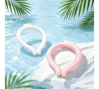Reusable Neck Cooling Tube Ice Cooler Ring Wrap for Summer Heat，Pink+White