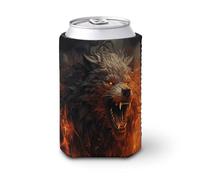 Reusable Neoprene Wild Wolf in The Fire Iced Coffee Sleeve Insulated Cup Holder for 16-20oz Tumblers Soft Protective Thermal Sleeve for Hot Cold Drinks Washable Cup Protector for Travel Office Commute
