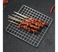 Reusable Nonstick Grill Net 25x25cm Stainless Steel Square Roast Grate for Pastry Cooling Bread Cakes BBQ Grilling Draining Food Silver