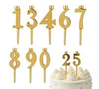 Reusable Number Birthday Candle Holder Set, 10Pcs Digital Birthdays Cake Candle Holders, Metal Cake Topper Decorations for Birthday Party Anniversaries Celebrations