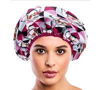 Reusable Nylon Shower Cap & Bath Cap, Reversible Oversized Waterproof Shower Caps Large Designed for all Hair Lengths w Terry Lining & Elastic Band Stretch Hem Hair Hat - Socialite Ay Chihuahua