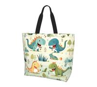 Reusable One Shoulder Shopping Bag, Cute little baby dinosaur Women One Shoulder Casual Tote Bag, Multipurpose Large Shopping Bag