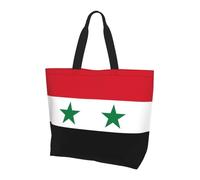 Reusable One Shoulder Shopping Bag, Flag of the Syrian Arab Republic Women One Shoulder Casual Tote Bag, Multipurpose Large Shopping Bag
