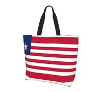 Reusable One Shoulder Shopping Bag, Liberian flag Women One Shoulder Casual Tote Bag, Multipurpose Large Shopping Bag