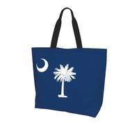 Reusable One Shoulder Shopping Bag, South Carolina Flag Women One Shoulder Casual Tote Bag, Multipurpose Large Shopping Bag