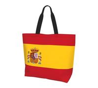 Reusable One Shoulder Shopping Bag, Spanish flag Women One Shoulder Casual Tote Bag, Multipurpose Large Shopping Bag