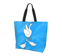 Reusable One Shoulder Shopping Bag, White Goose House Women One Shoulder Casual Tote Bag, Multipurpose Large Shopping Bag