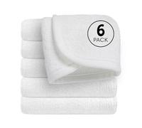 Reusable Organic Baby Washcloths Set: 6 Packs 10 * 10 Ultra Soft Wash Cloth Viscose from Bamboo Absorbent Infant Newborn Bath Face Towel Gentle for Delicate Skin Boys Girl (White)