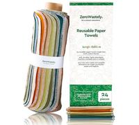 Reusable Paper Towels - Value Pack of 24 Paperless Paper Towels! - 100% Cotton, Super Soft, Absorbent, Washable and Made to Last - Cut Back and Waste Less with Our Cloth Paper Towels! by ZeroWastely