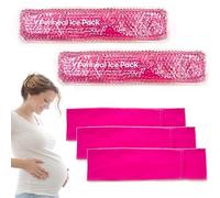 Reusable perineal ice packs for pain relief after childbirth and hemorrhoids, hot and cold pack for women postpartum, 2 ice packs and 3 covers, Pink