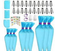 Reusable Piping Bags and Tips Set - Silicone Pastry Bags 3X (12’’+14’’+16’’) with Icing & Frosting Tips for Cake Decorating, Cupcakes, Cookies, Deviled Eggs, and Baking Accessories, Baking Tools Kit