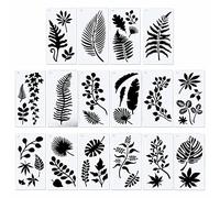 Reusable Plant Painting Stencils Various Leaves Art Craft Templates On Wood Wall Paper Card Canvas Door 16X Decorative Stencil Template for On Furniture for Adults Kids Boys Party