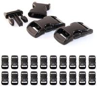 Reusable Plastic Click Fastener in A Set of 20, 3/8 '/ Clip Fastener/Buckle/Buckle for Paracord Bracelets, Dog Collars, Backpack, Color: Black