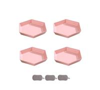 Reusable Plastic Dinner Plate Set of 4,Plate for Fruit Cake Salad Snacks Desserts Pasta,Unbreakable Tableware,Large Capacity,Easy to Clean,Hexagonal,Microwave and Dishwasher Safe (B - Pink)